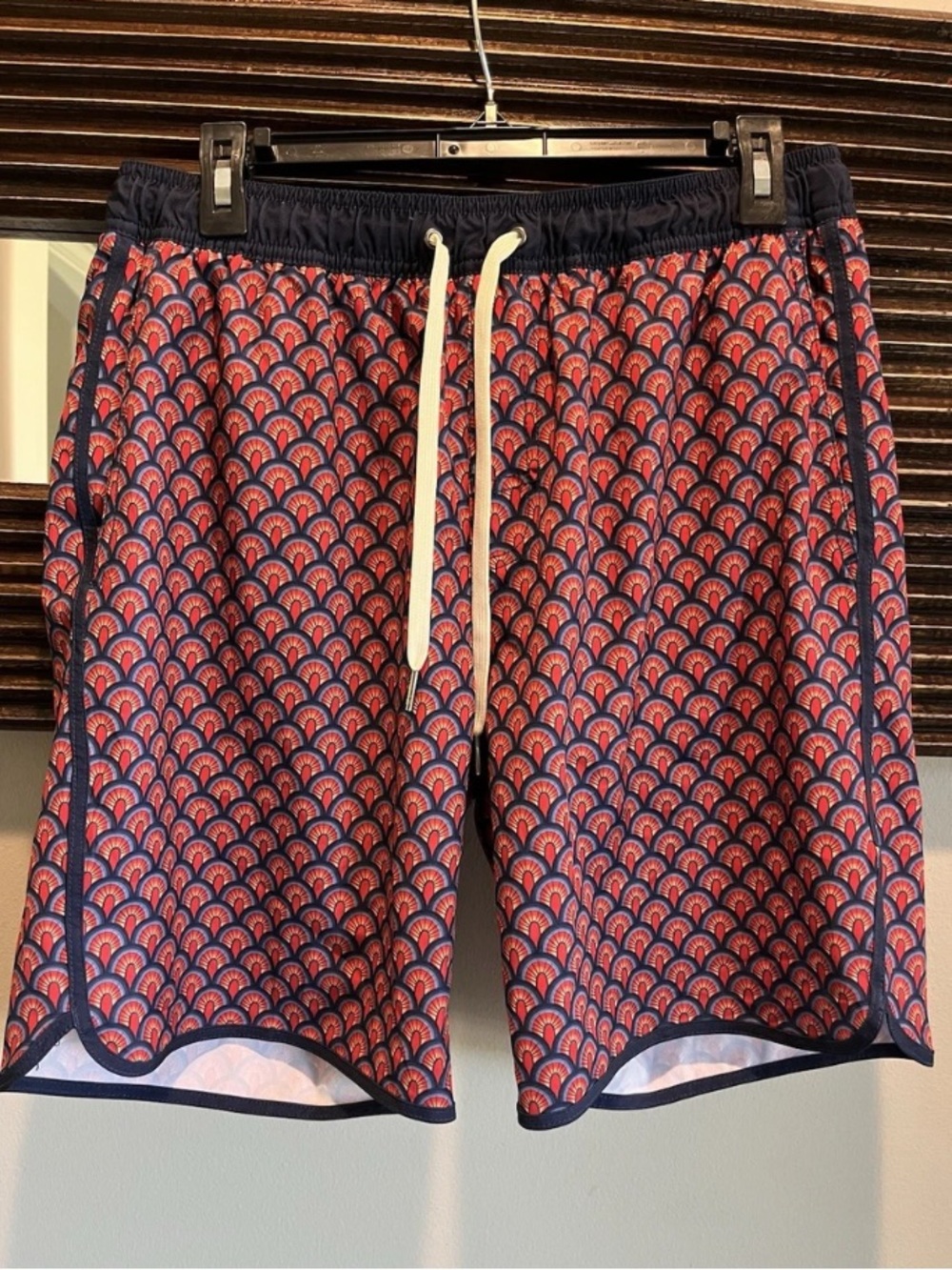 Fair Harbor Men's Anchor Swim Trunks Red & Navy Blue Large